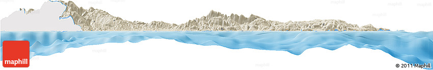 Shaded Relief Horizon Map of Lasithi, single color outside
