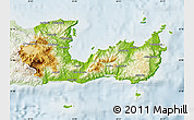Physical Map of Lasithi, lighten