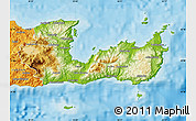 Physical Map of Lasithi, political outside