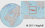 Gray Location Map of Kriti, hill shading