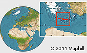 Satellite Location Map of Kriti, highlighted country