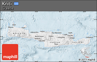 Classic Style Map of Kriti, single color outside