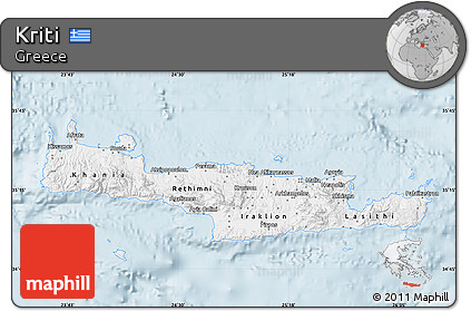 Classic Style Map of Kriti, single color outside