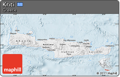 Classic Style Map of Kriti, single color outside