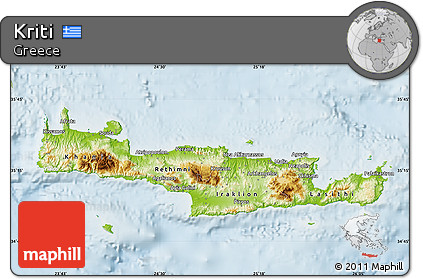 Physical Map of Kriti, lighten