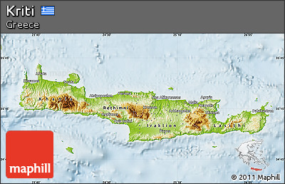 Physical Map of Kriti, lighten