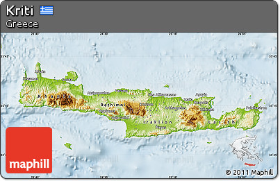 Physical Map of Kriti, lighten