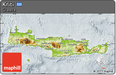 Physical Map of Kriti, lighten, semi-desaturated