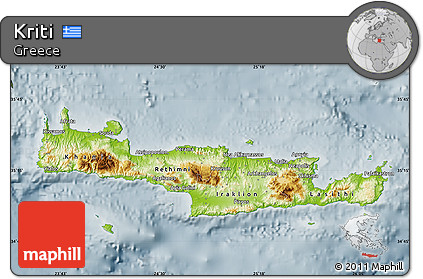Physical Map of Kriti, semi-desaturated
