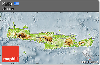 Physical Map of Kriti, semi-desaturated