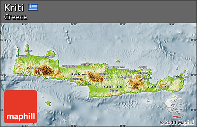 Physical Map of Kriti, semi-desaturated