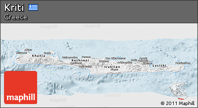 Classic Style Panoramic Map of Kriti, single color outside