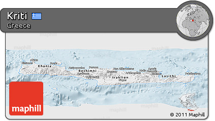 Classic Style Panoramic Map of Kriti, single color outside