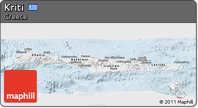 Classic Style Panoramic Map of Kriti, single color outside