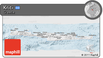 Gray Panoramic Map of Kriti, single color outside