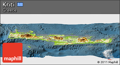 Physical Panoramic Map of Kriti, darken