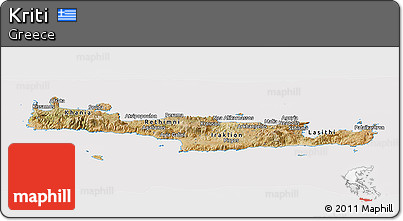 Satellite Panoramic Map of Kriti, cropped outside