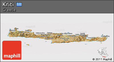 Satellite Panoramic Map of Kriti, cropped outside