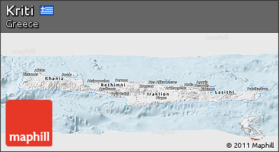 Silver Style Panoramic Map of Kriti, single color outside