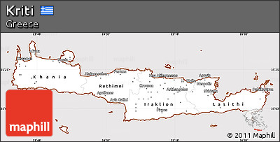 Classic Style Simple Map of Kriti, cropped outside