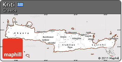 Classic Style Simple Map of Kriti, cropped outside