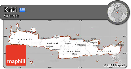 Gray Simple Map of Kriti, cropped outside
