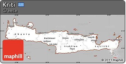 Gray Simple Map of Kriti, cropped outside