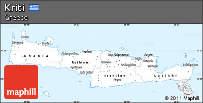 Gray Simple Map of Kriti, single color outside