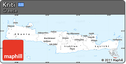 Silver Style Simple Map of Kriti, single color outside