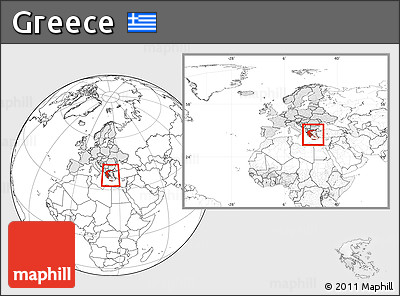 Blank Location Map of Greece, highlighted continent, within the entire continent