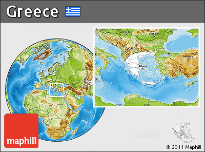 Blank Location Map of Greece, physical outside