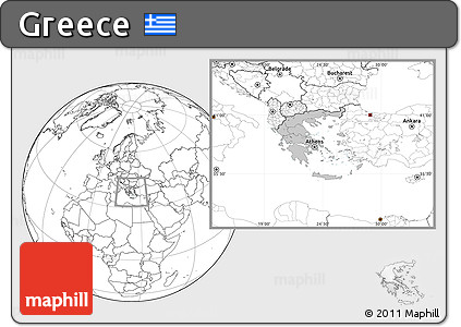 Gray Location Map of Greece, blank outside