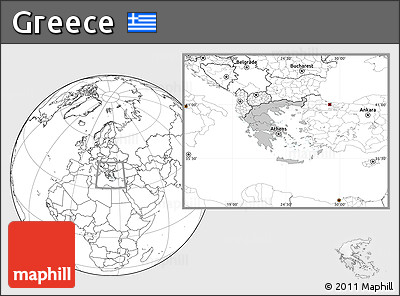 Gray Location Map of Greece, blank outside