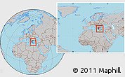 Gray Location Map of Greece, within the entire continent