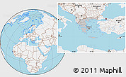 Gray Location Map of Greece, lighten, land only