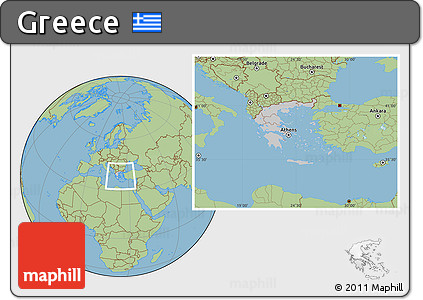 Gray Location Map of Greece, savanna style outside
