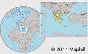 Physical Location Map of Greece, gray outside