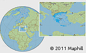 Political Location Map of Greece, savanna style outside