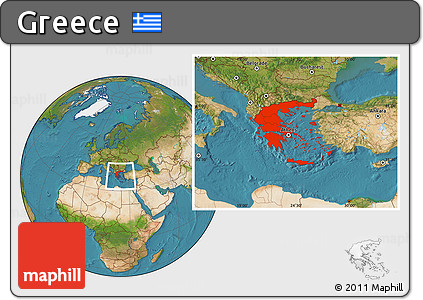 Satellite Location Map of Greece
