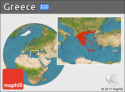 Satellite Location Map of Greece