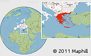 Savanna Style Location Map of Greece, highlighted continent