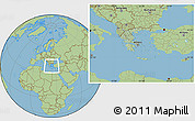 Savanna Style Location Map of Greece, hill shading inside