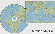 Savanna Style Location Map of Greece, hill shading outside