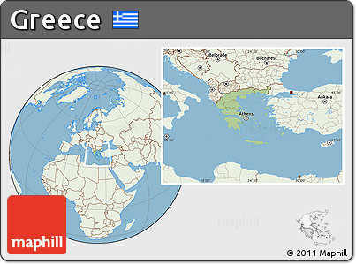 Savanna Style Location Map of Greece, lighten, land only