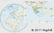 Savanna Style Location Map of Greece, lighten