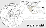 Shaded Relief Location Map of Greece, blank outside