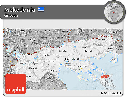 Gray 3D Map of Makedonia