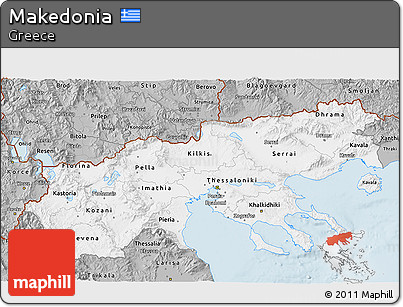 Gray 3D Map of Makedonia