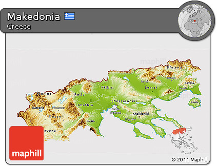 Physical 3D Map of Makedonia, cropped outside