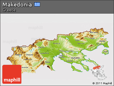 Physical 3D Map of Makedonia, cropped outside